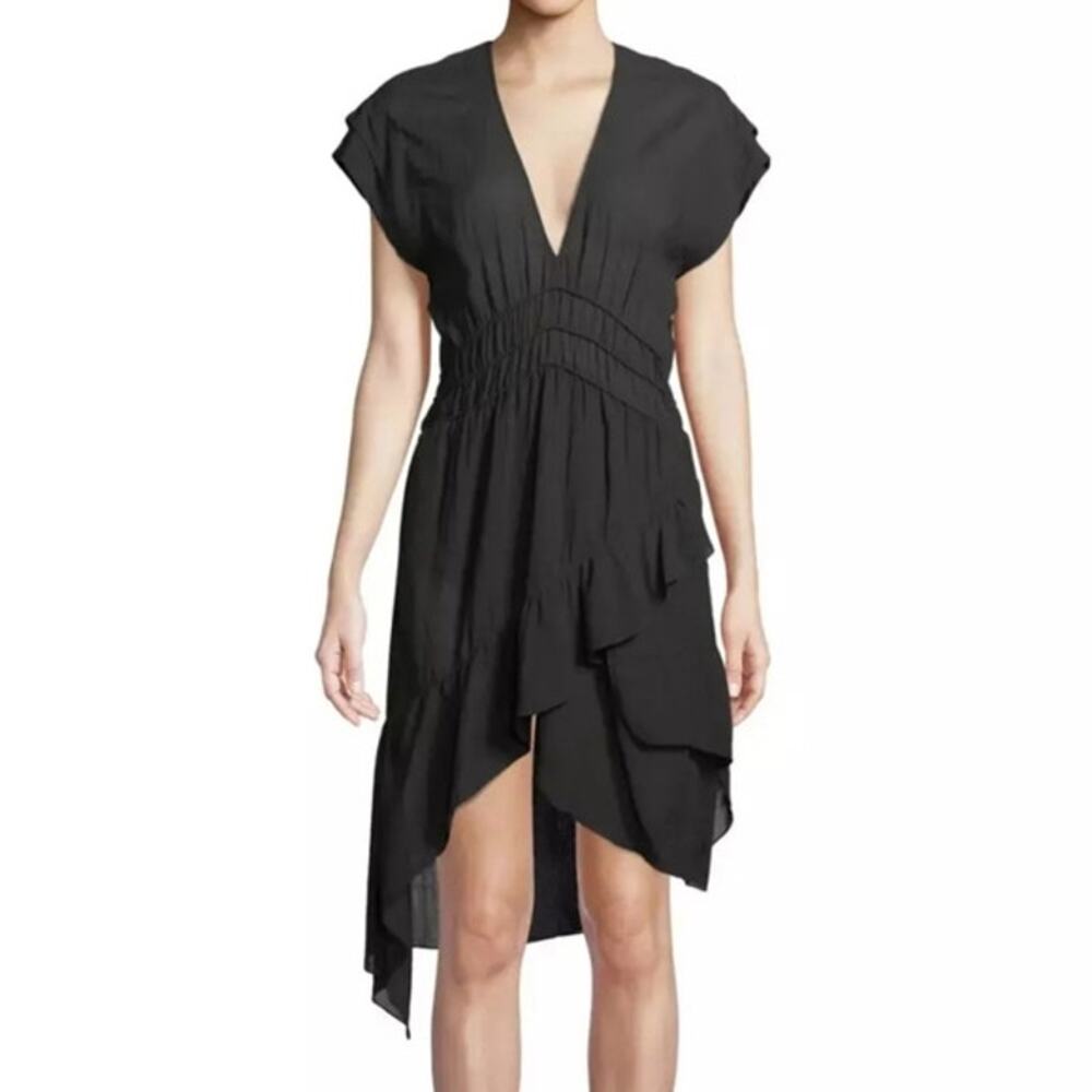 Iro Foroura Black Asymmetrical Mini Dress 34 2